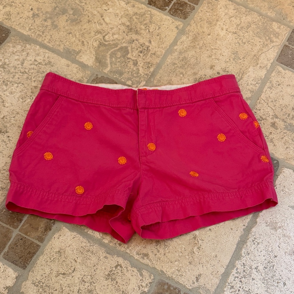 Lilly Pulitzer Hot Pink Shorts with Embroidered Orange Suns, Size 4